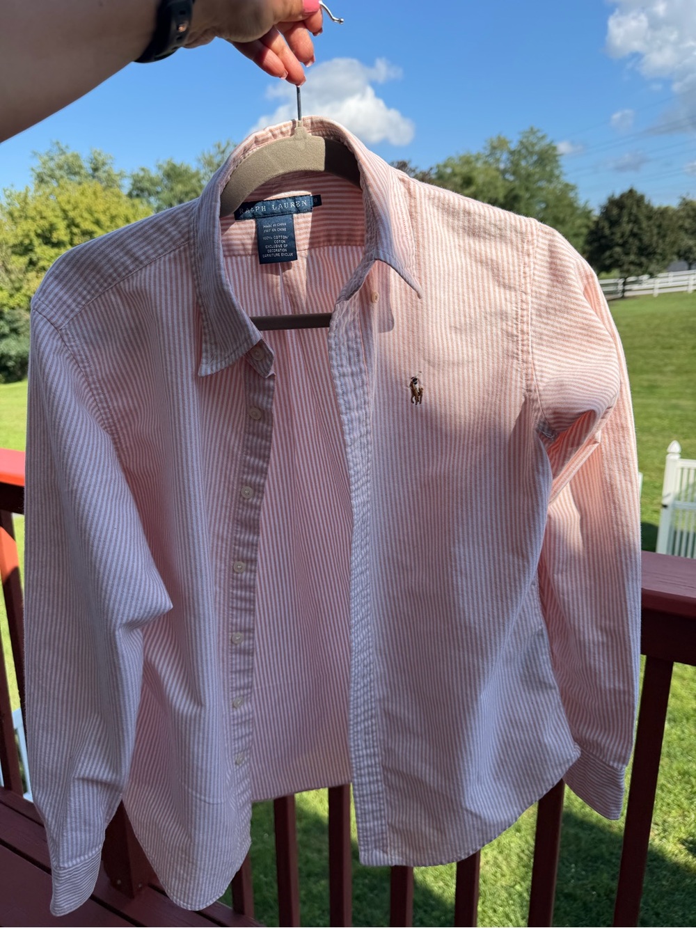 Ralph Lauren orange & White Striped Button-Down Shirt size 8